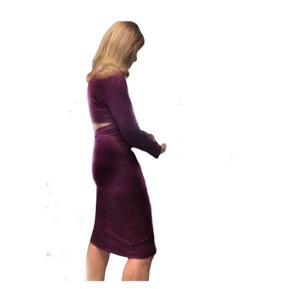 Tobey Grey purple jersey body com sexy dress cowl back draped and open Small - Picture 7 of 9